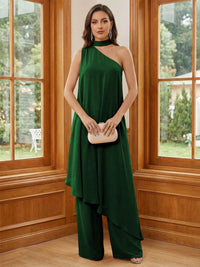 Chiffon One Shoulder Pleated Suitcase Mother of the Bride Dresses with Scarf
