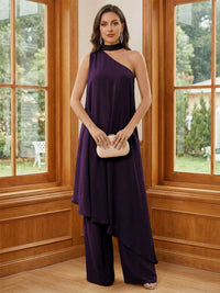 Chiffon One Shoulder Pleated Suitcase Mother of the Bride Dresses with Scarf