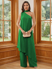 Chiffon One Shoulder Pleated Suitcase Mother of the Bride Dresses with Scarf