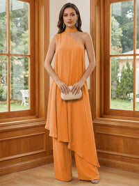 Chiffon One Shoulder Pleated Suitcase Mother of the Bride Dresses with Scarf