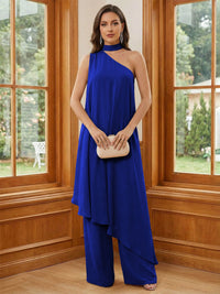 Chiffon One Shoulder Pleated Suitcase Mother of the Bride Dresses with Scarf