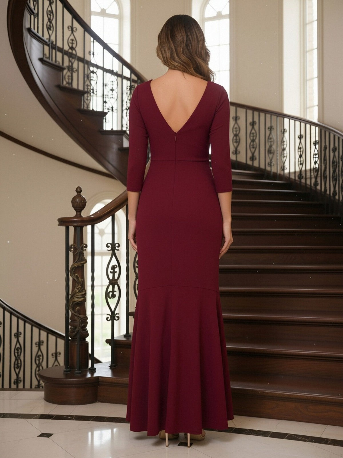 Chiffon V Neck Ruffles High Low Pleated Mother of the Bride Dresses