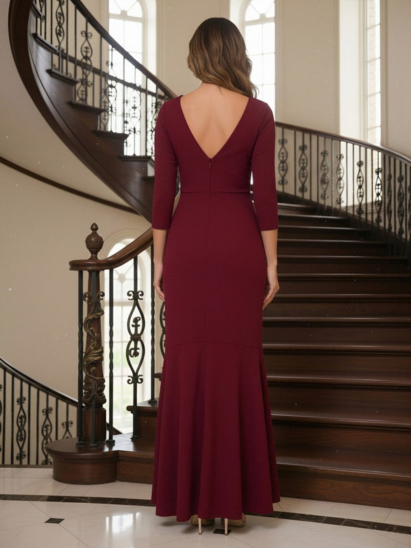 Chiffon V Neck Ruffles High Low Pleated Mother of the Bride Dresses