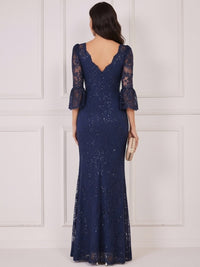 Tulle V Neck Lace Appliques Mermaid Mother of the Bride Dresses