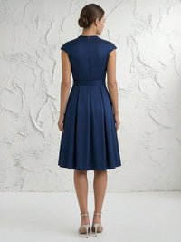 Satin V Neck A Line Bow Mother of the Bride Dresses