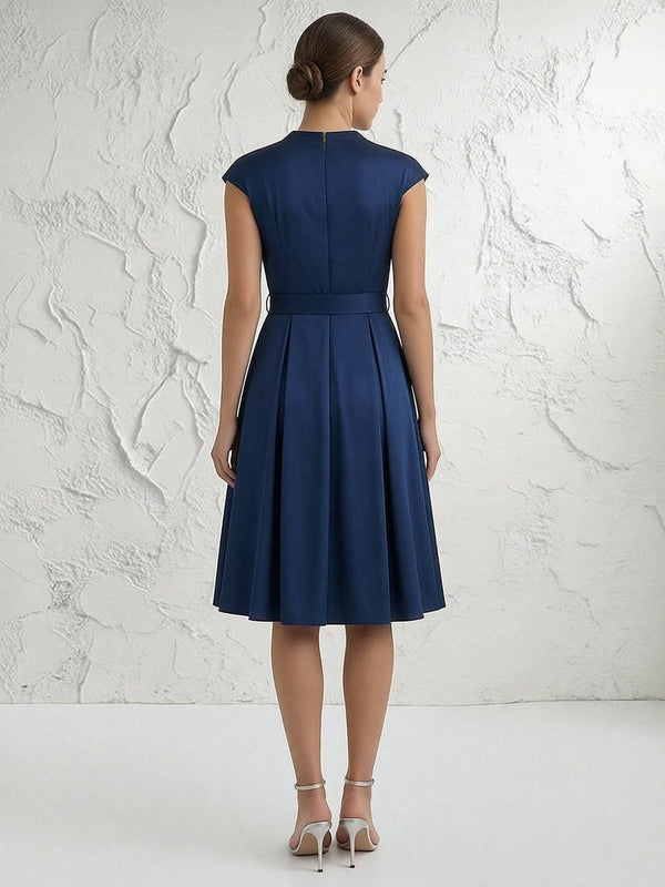 Satin V Neck A Line Bow Mother of the Bride Dresses