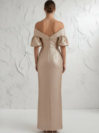 Off the Shoulder Satin Mermaid Short Sleeves Mother of the Bride Dresses