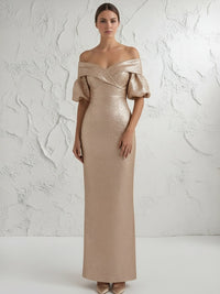 Off the Shoulder Satin Mermaid Short Sleeves Mother of the Bride Dresses