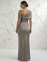 One Shoulder Satin Mermaid Short Sleeves Mother of the Bride Dresses
