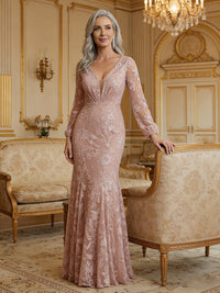 V Neck Long Sleeves Mother of the Bride Dresses
