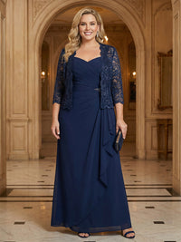 Chiffon Sweetheart Neck Mother of the Bride Dresses with Jackets