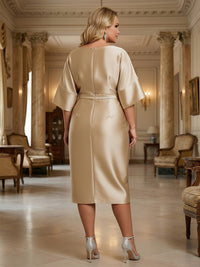 Satin Scoop Neck Ruched Mother of the Bride Dresses