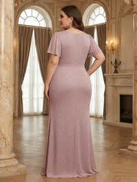 Sequin V Neck Ruched Mother of the Bride Dresses