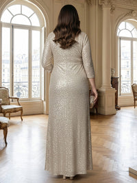 Sequin V Neck Ruched Mother of the Bride Dresses