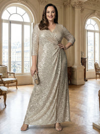 Sequin V Neck Ruched Mother of the Bride Dresses