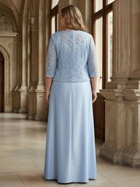 Satin Scoop Neck Mother of the Bride Dresses with Jackets