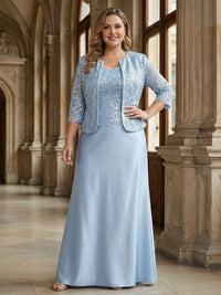 Satin Scoop Neck Mother of the Bride Dresses with Jackets