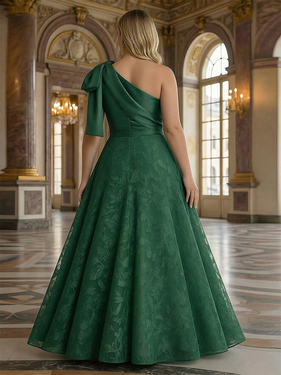 Lace Appliques One Shoulder Bow Mother of the Bride Dresses