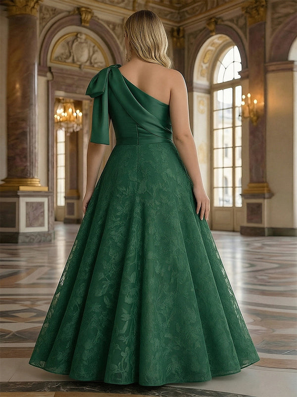Lace Appliques One Shoulder Bow Mother of the Bride Dresses