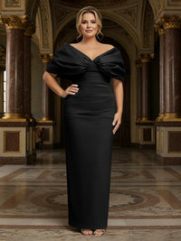 V Neck Satin Pleated Mermaid Mother of the Bride Dresses