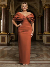 V Neck Satin Pleated Mermaid Mother of the Bride Dresses