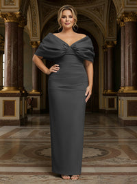 V Neck Satin Pleated Mermaid Mother of the Bride Dresses