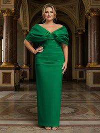 V Neck Satin Pleated Mermaid Mother of the Bride Dresses