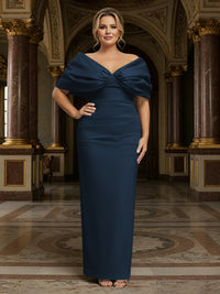 V Neck Satin Pleated Mermaid Mother of the Bride Dresses