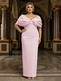 V Neck Satin Pleated Mermaid Mother of the Bride Dresses