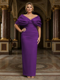 V Neck Satin Pleated Mermaid Mother of the Bride Dresses
