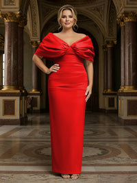 V Neck Satin Pleated Mermaid Mother of the Bride Dresses