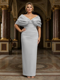 V Neck Satin Pleated Mermaid Mother of the Bride Dresses