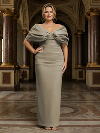 V Neck Satin Pleated Mermaid Mother of the Bride Dresses