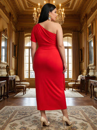 One Shoulder Satin Pleated Mermaid Mother of the Bride Dresses