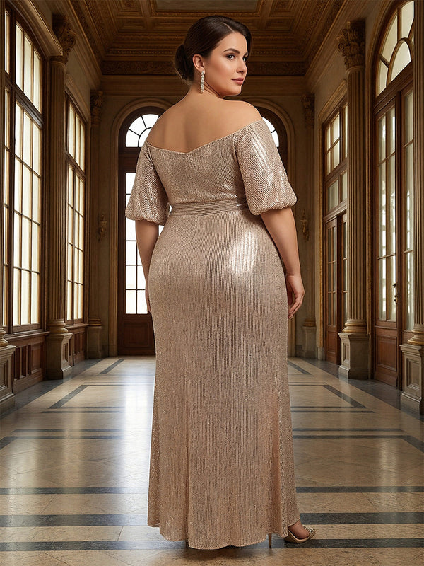 Strapless Sequin Ruffles Pleated Mermaid Mother of the Bride Dresses