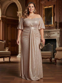 Strapless Sequin Ruffles Pleated Mermaid Mother of the Bride Dresses