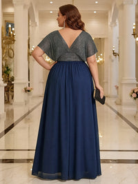 V Neck Sparkly Chiffon Pleated A Line Mother of the Bride Dresses