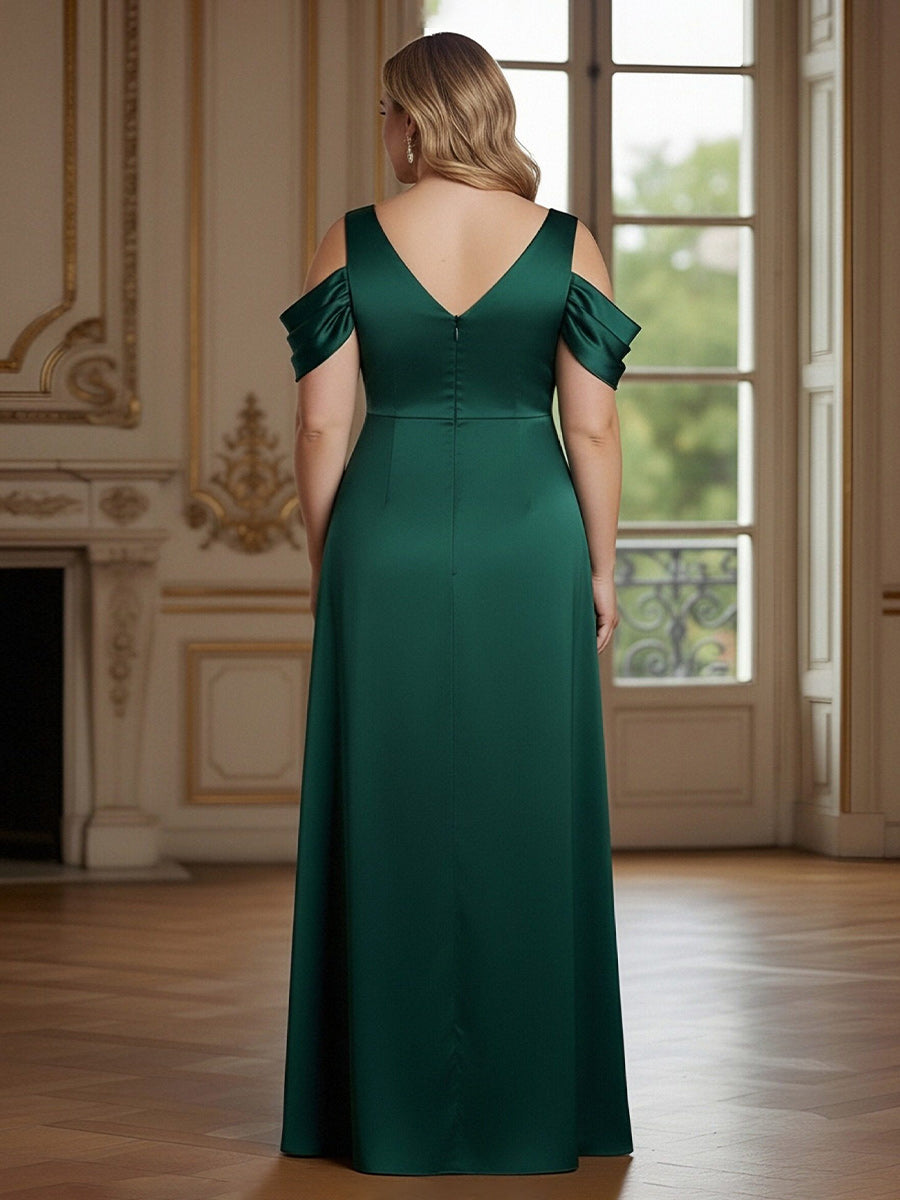 Off the Shoulder Satin V Neck Corset Mother of the Bride Dresses