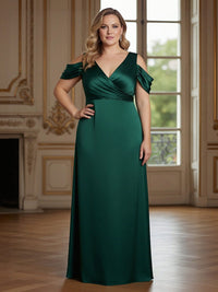 Off the Shoulder Satin V Neck Corset Mother of the Bride Dresses