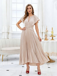Chiffon Scoop Neck Pleated Corset Mother of the Bride Dresses