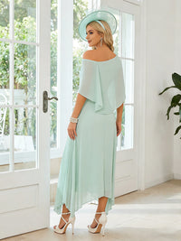 Chiffon Asymmetric Pleated Corset Mother of the Bride Dresses