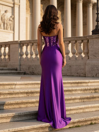 Spaghetti Straps Square Neck Mermaid Prom Dresses with Slit