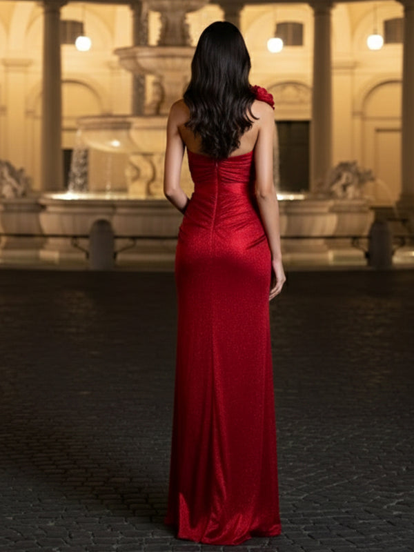 Glitter Sequin One Shoulder Prom Dresses for Women