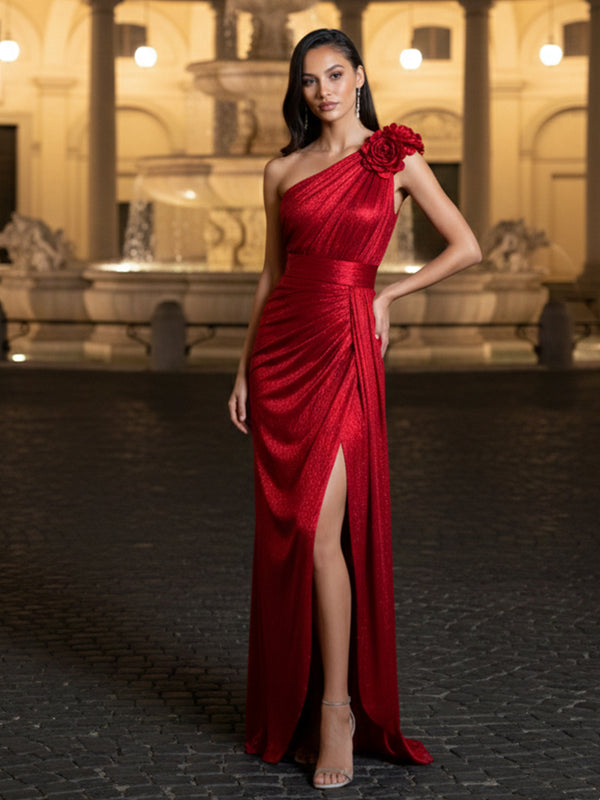 Glitter Sequin One Shoulder Prom Dresses for Women