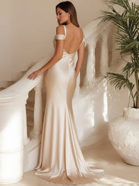 Mermaid Cowl Neck Ruched Sweep Party Formal Dresses
