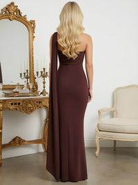 Mermaid Floor Length Strapless Formal Dresses with Scarf Twist