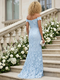Mermaid Off the Shoulder Sleeveless Maxi Formal Dresses with 3D Flowers