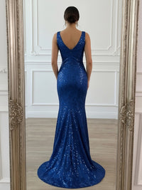V Neck Sparkly Long Mermaid Formal Dresses