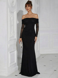 Strapless Off the Shoulder Satin Simple Long Mermaid Formal Dresses