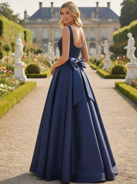 Satin Square Neck Spaghetti Straps A Line Bridesmaid Dresses